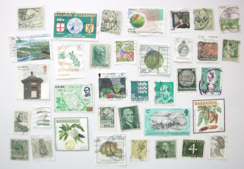 Green postage stamps