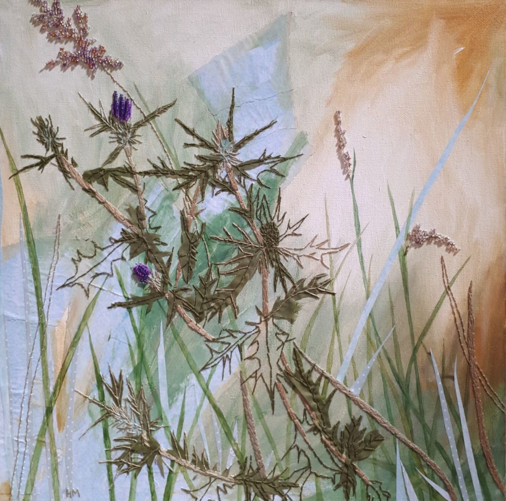 Thistle Mixed Media painting